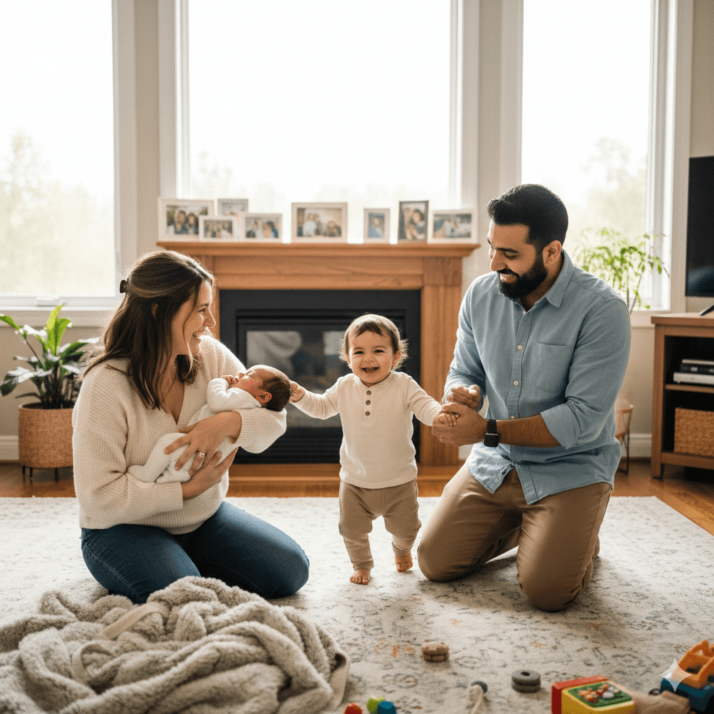 Parents relaxing with their baby using CubTrack